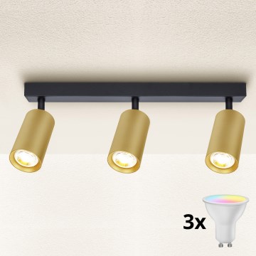 Brilagi - LED RGBW dimmelhető spotlámpa SELE GOLDEN 3xGU10/6,5W/230V 2700-6500K fekete/arany