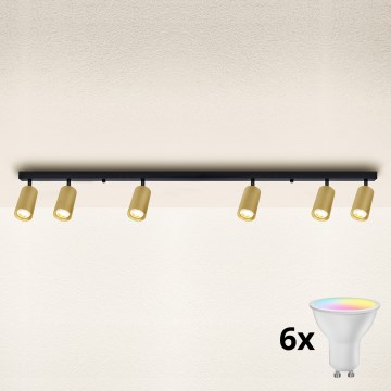 Brilagi - LED RGBW dimmelhető spotlámpa SELE GOLDEN 6xGU10/6,5W/230V 2700-6500K fekete/arany