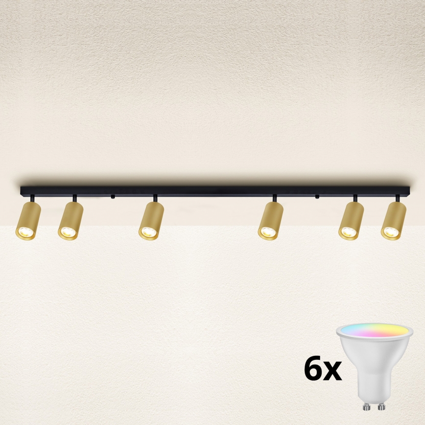 Brilagi - LED RGBW dimmelhető spotlámpa SELE GOLDEN 6xGU10/6,5W/230V 2700-6500K fekete/arany