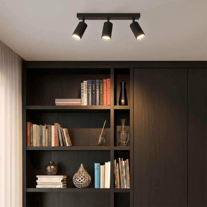 BRILAGI - LED RGBW fényerőszabályozható spotlámpa SELE MODERN 3xGU10/4,8W/230V 3000K fekete + távirányító