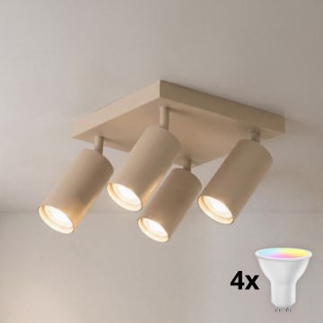 Brilagi - LED RGBW dimmelhető spotlámpa SELE SQUARE 4xGU10/6,5W/230V 2700-6500K bézs