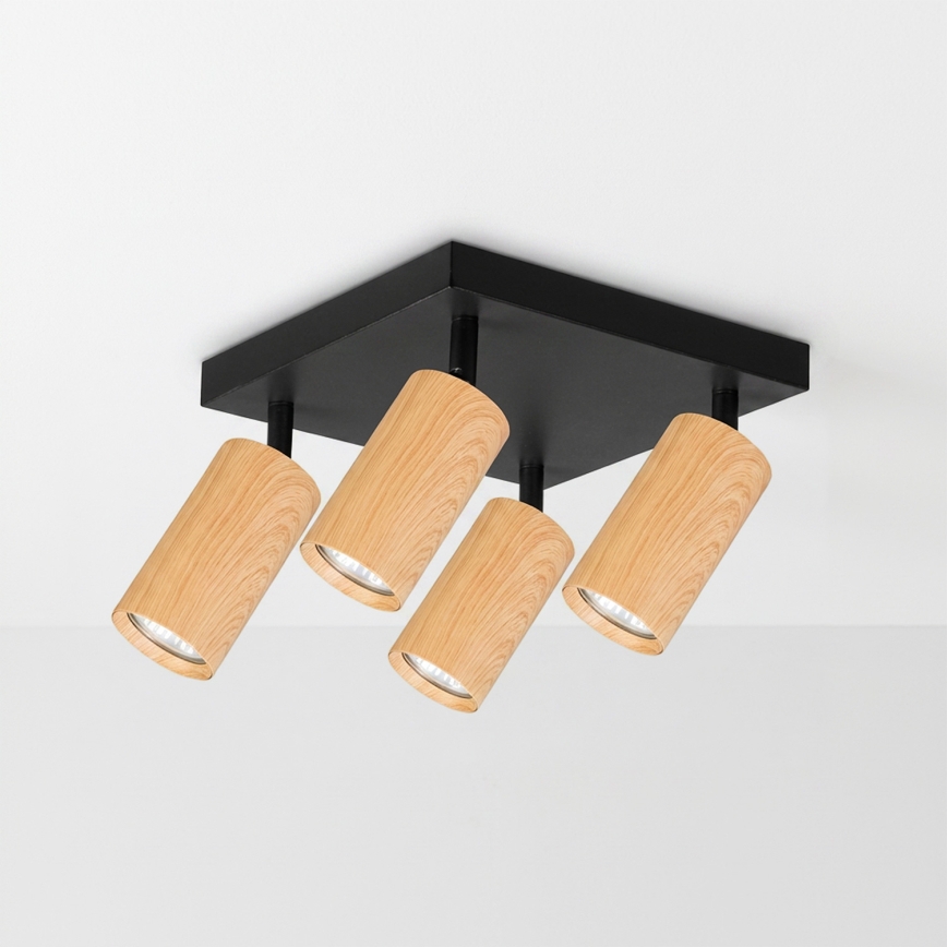 Brilagi - LED RGBW dimmelhető négyzetes SELE SQUARE spotlámpa 4xGU10/6,5W/230V 2700-6500K fekete/tölgy dekor