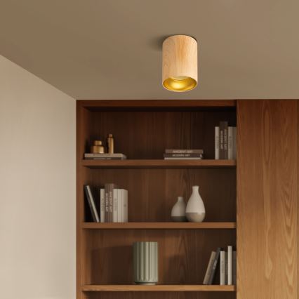 Brilagi - LED RGBW fényerőszabályozható spotlámpa TRINE 1xGU10/4,8W/230V 3000K tölgy dekor + távirányító