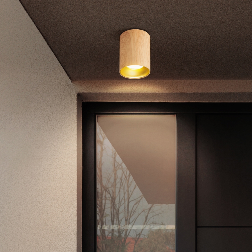 Brilagi - LED RGBW fényerőszabályozható spotlámpa TRINE 1xGU10/4,8W/230V 3000K tölgy dekor + távirányító