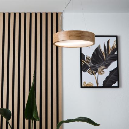 Brilagi - Dimmelhető LED RGBW kábeles csillár CARVALHO 2xE27/9W/230V 2700-6500K Wi-Fi tölgy átm. 37 cm