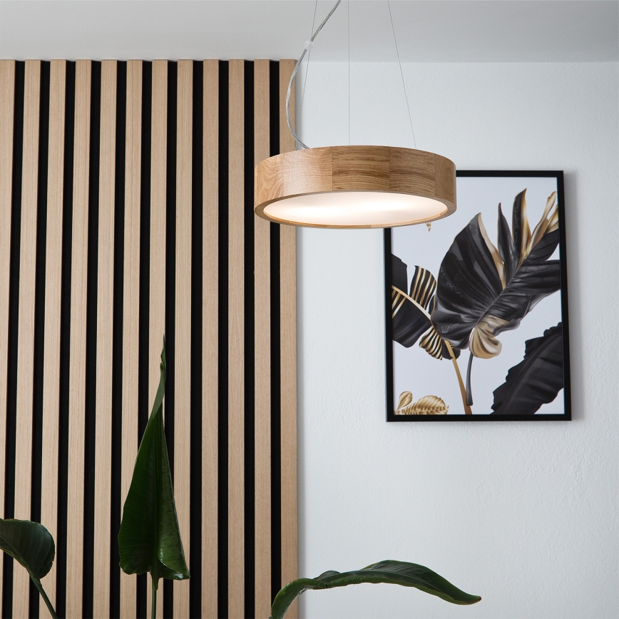 Brilagi - Dimmelhető LED RGBW kábeles csillár CARVALHO 2xE27/9W/230V 2700-6500K Wi-Fi tölgy átm. 37 cm