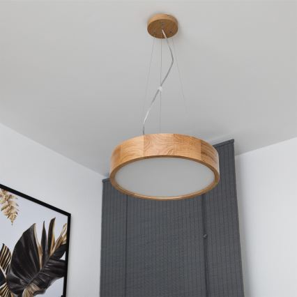 Brilagi - Dimmelhető LED RGBW kábeles csillár CARVALHO 2xE27/9W/230V 2700-6500K Wi-Fi tölgy átm. 37 cm