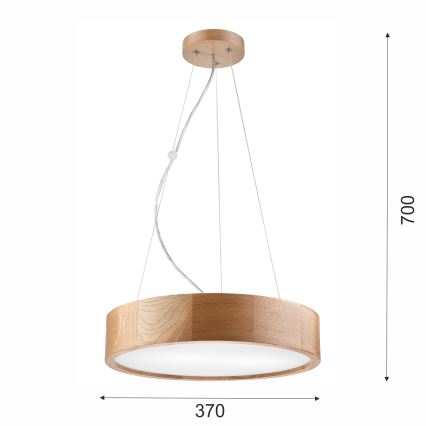 Brilagi - Dimmelhető LED RGBW kábeles csillár CARVALHO 2xE27/9W/230V 2700-6500K Wi-Fi tölgy átm. 37 cm