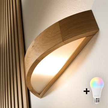 BRILAGI - LED RGBW fényerőszabályozható fali lámpatest CARVALHO 1xE27/12W/230V 2700-6500K tölgy