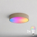 BRILAGI - LED RGBW fényerőszabályozható fürdőszobai mennyezeti lámpatest CLARE 3xE27/12W/230V 2700-6500K átm. 40 cm IP54 bézs