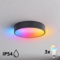 BRILAGI - LED RGBW Fényerőszabályozható fürdőszobai mennyezeti lámpatest CLARE 3xE27/12W/230V átm. 40 cm antracit IP54