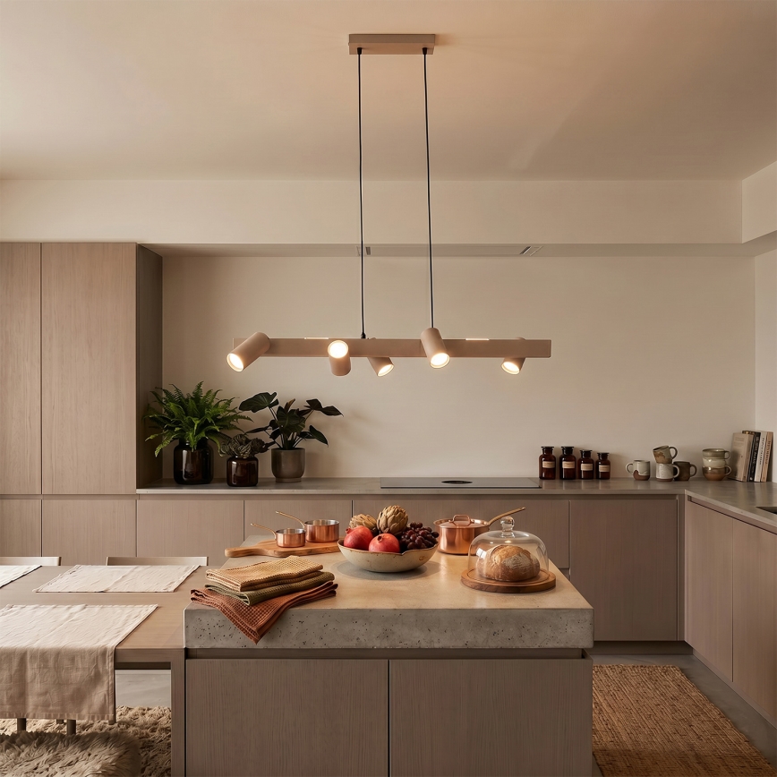 Brilagi - LED RGBW dimmelhető kábeles csillár SELE 6xGU10/6,5W/230V 2700-6500K bézs + távirányító