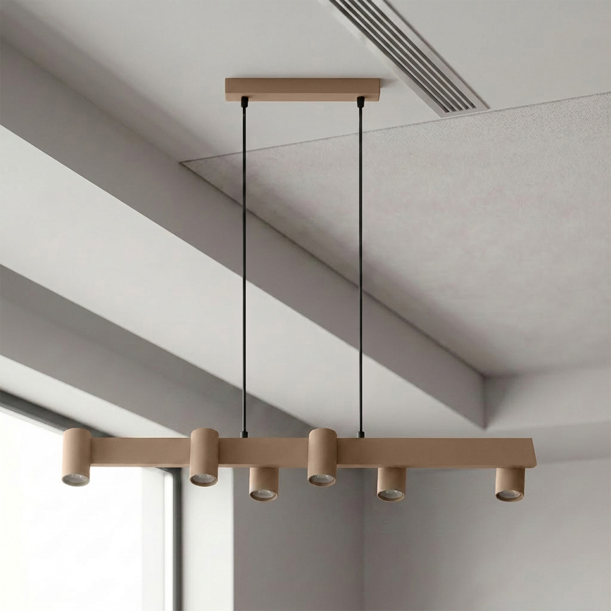 Brilagi - LED RGBW dimmelhető kábeles csillár SELE 6xGU10/6,5W/230V 2700-6500K bézs + távirányító