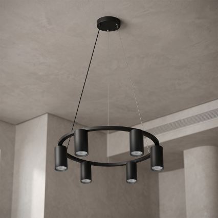 Brilagi - LED RGBW dimmelhető, kábelre függesztett csillár SELE 6xGU10/6,5W/230V 2700-6500K fekete + távirányító