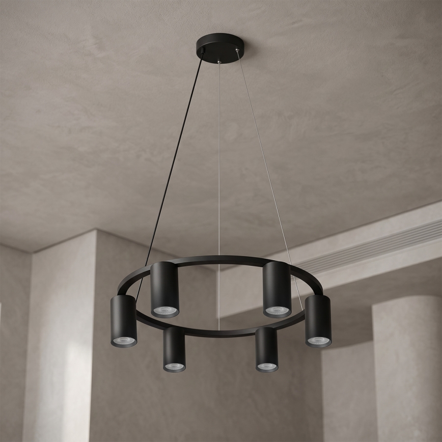 Brilagi - LED RGBW dimmelhető, kábelre függesztett csillár SELE 6xGU10/6,5W/230V 2700-6500K fekete + távirányító