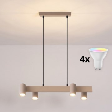 Brilagi - LED RGBW fényerőszabályozható kábeles függeszték SELE 4xGU10/6,5W/230V 2700-6500K bézs