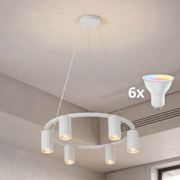 Brilagi - LED RGBW fényerőszabályozható kábeles függeszték SELE 6xGU10/6,5W/230V 2700-6500K fehér + távirányító