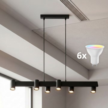 Brilagi - LED RGBW fényerőszabályozható kábeles függeszték SELE 6xGU10/6,5W/230V 2700-6500K fekete + távirányító