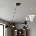 Brilagi - LED RGBW, fényerőszabályozható kábelre függesztett csillár SELE 6xGU10/6,5W/230V 2700-6500K fekete + távirányító
