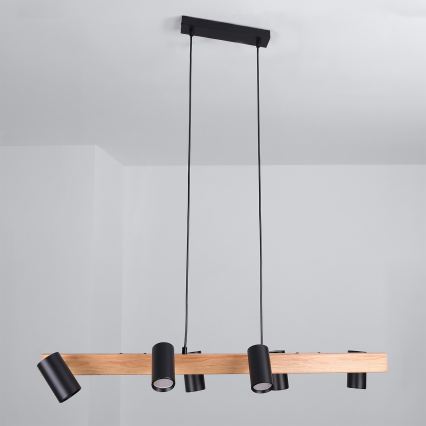 Brilagi - LED RGBW dimmelhető kábeles függeszték SELE 6xGU10/6,5W/230V 2700-6500K fekete/tölgy dekor + távirányító