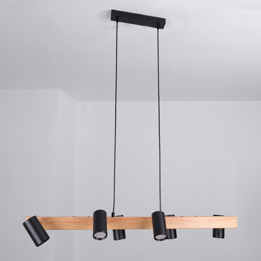 Brilagi - LED RGBW dimmelhető kábeles függeszték SELE 6xGU10/6,5W/230V 2700-6500K fekete/tölgy dekor + távirányító