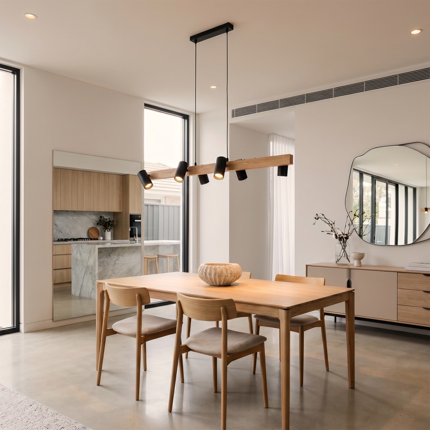 Brilagi - LED RGBW dimmelhető kábeles függeszték SELE 6xGU10/6,5W/230V 2700-6500K fekete/tölgy dekor + távirányító