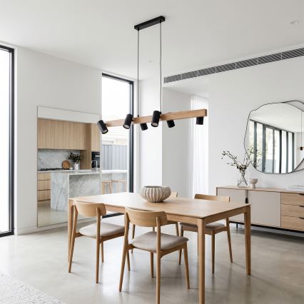 Brilagi - LED RGBW dimmelhető kábeles függeszték SELE 6xGU10/6,5W/230V 2700-6500K fekete/tölgy dekor + távirányító