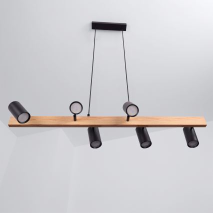 Brilagi - LED RGBW dimmelhető kábeles függeszték SELE 6xGU10/6,5W/230V 2700-6500K fekete/tölgy dekor + távirányító