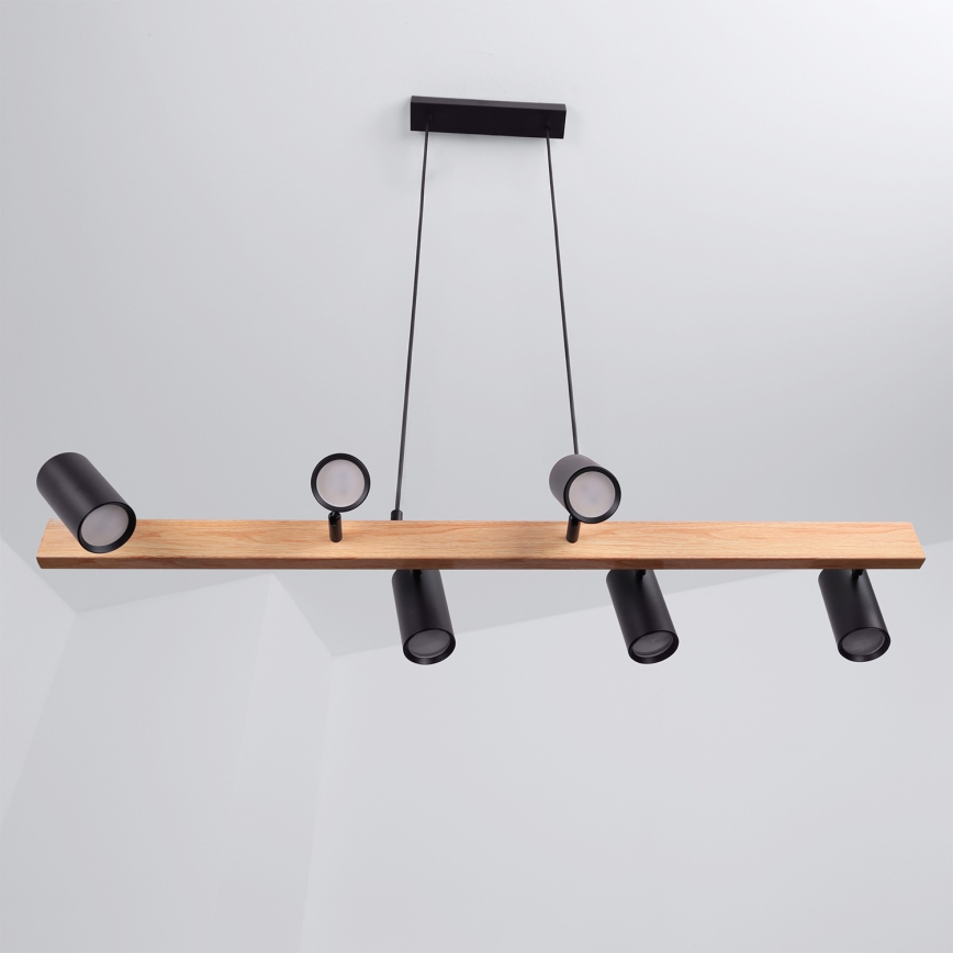Brilagi - LED RGBW dimmelhető kábeles függeszték SELE 6xGU10/6,5W/230V 2700-6500K fekete/tölgy dekor + távirányító
