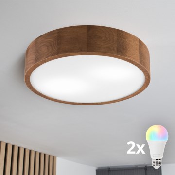 BRILAGI - LED RGBW fényerőszabályozható mennyezeti lámpa CARVALHO 2xE27/12W/230V 2700–6500K tölgy átm. 37,5 cm
