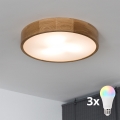 BRILAGI - LED RGBW fényerőszabályozható mennyezeti lámpa CARVALHO 3xE27/12W/230V 2700-6500K tölgy Ø 47,5 cm