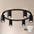 Brilagi - LED RGBW fényerőszabályozható mennyezeti lámpa SELE 6xGU10/6,5W/230V 2700-6500K fekete + távirányítóval