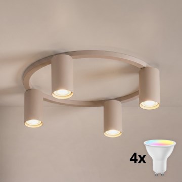 Brilagi - LED RGBW fényerőszabályozható mennyezeti lámpatest SELE 4xGU10/6,5W/230V 2700-6500K bézs