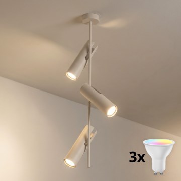 Brilagi - LED RGBW fényerőszabályozható rúdon szerelt csillár BRANCH 3xGU10/6,5W/230V 2700-6500K bézs