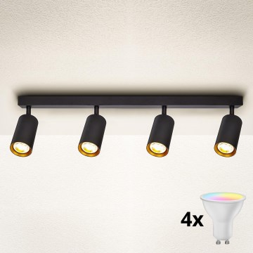 Brilagi - LED RGBW fényerőszabályozható spotlámpa SELE 4xGU10/6,5W/230V 2700-6500K fekete/arany