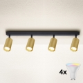 BRILAGI - LED RGBW fényerőszabályozható spotlámpa SELE GOLDEN 4xGU10/4,8W/230V 3000K fekete/arany + távirányító