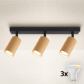 Brilagi - LED RGBW fényerőszabályozható spotlámpa SELE MODERN 3xGU10/4,8W/230V 3000K aranyszínű + távirányító
