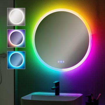 Brilagi - LED RGBW fürdőszobai fűtött tükör CLARA PRO LED/18,5 W/230 V Ø 60 cm IP44 CRI 90 dimmelhető + CCT