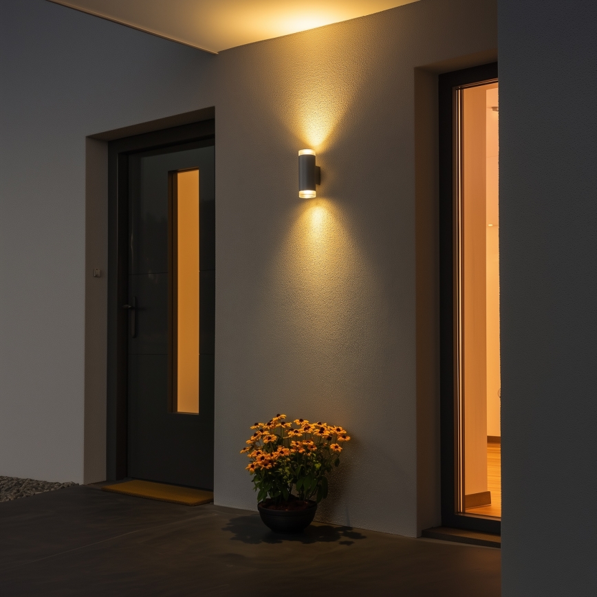 Brilagi - LED RGBW dimmelhető kültéri fali lámpa MATERA 2xGU10/6W/230V 3000K IP54 szürke + távirányító