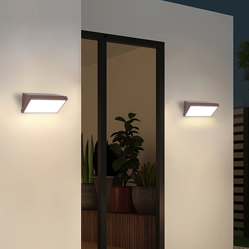 Brilagi - LED RGBW fényerőszabályozható kültéri fali lámpatest TRIANGLE 1xE27/9W/230V 2700-6500K IP65 barna