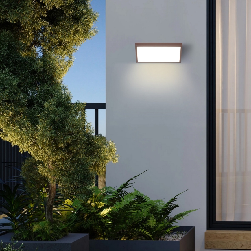 Brilagi - LED RGBW fényerőszabályozható kültéri fali lámpatest TRIANGLE 1xE27/9W/230V 2700-6500K IP65 barna
