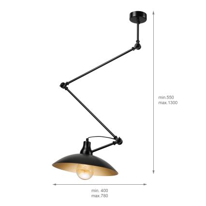 Brilagi - LED rudas csillár IRONBEAM 1xE27/60W/230V fekete