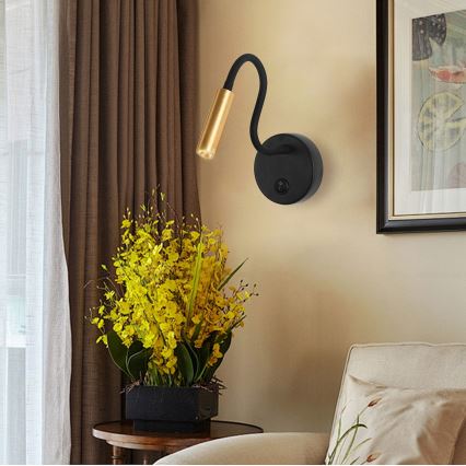 Brilagi - LED Rugalmas fali lámpa MAYA LED/3W/230V 4000K fekete/arany