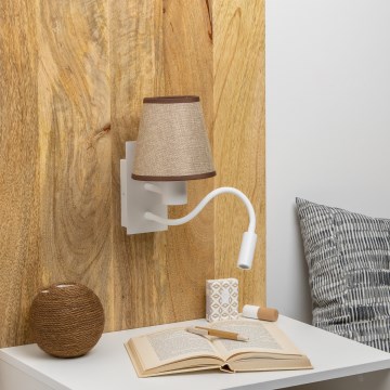 Brilagi - LED Rugalmas fali lámpa NUBILA 1xE27/25W/230V + LED/3W fehér/barna