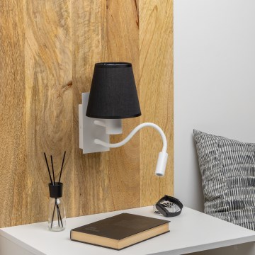 Brilagi - LED Rugalmas fali lámpa NUBILA 1xE27/25W/230V + LED/3W fehér/fekete