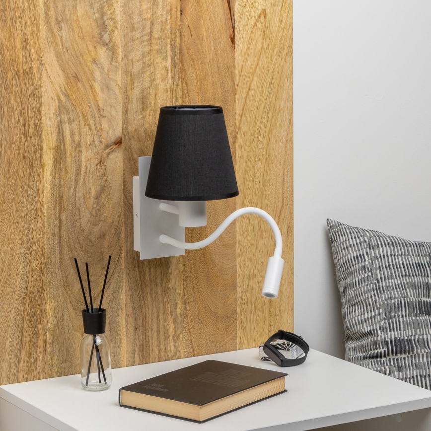 Brilagi - LED Rugalmas fali lámpa NUBILA 1xE27/25W/230V + LED/3W fehér/fekete