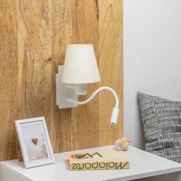 Brilagi - LED Rugalmas fali lámpa NUBILA 1xE27/25W/230V + LED/3W fehér/krémes