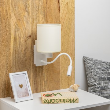 Brilagi - LED Rugalmas fali lámpa NUBILA 1xE27/25W/230V + LED/3W fehér/krémes