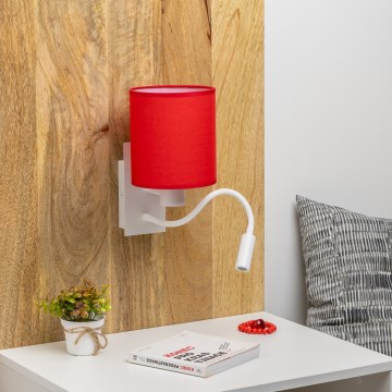 Brilagi - LED Rugalmas fali lámpa NUBILA 1xE27/25W/230V + LED/3W fehér/piros