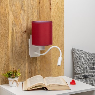 Brilagi - LED Rugalmas fali lámpa NUBILA 1xE27/25W/230V + LED/3W fehér/Pompeiai piros